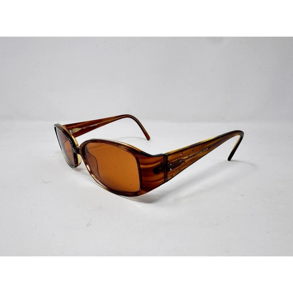 Celine Dion CD5038 Eyeglass Frames Only Brown Tortoise Rectangle